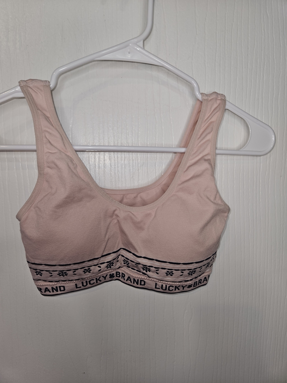 Lucky Brand Light Pink Bralette with Navy Trim